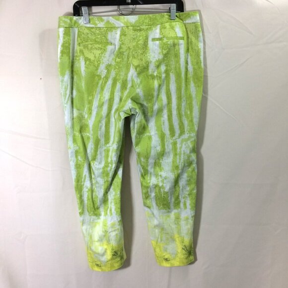 T Tahari Cropped Capri Pants Abstract Tie Dye Print Lightweight Green Stretch 16 - Picture 5 of 5